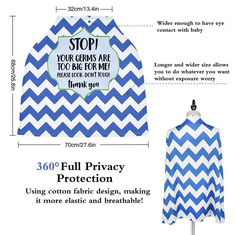 Metplus Stretchy Infant Car Seat Canopy, Metplus Baby Carseat Cover, Soft Nursing Breastfeeding Cover, Multi Use Newborn Carrier/Stroller/Shopping Cart, Boy Girl Shower Gift - No Touch Sign - Image 3